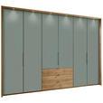 DREHTÜRENSCHRANK  in Salbeigrün, Eiche Bianco  - Schieferfarben/Eiche Bianco, Design, Holzwerkstoff/Metall (300/216/58cm) - Novel