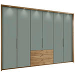 DREHTÜRENSCHRANK  in Salbeigrün, Eiche Bianco  - Schieferfarben/Eiche Bianco, Design, Holzwerkstoff/Metall (300/216/58cm) - Novel