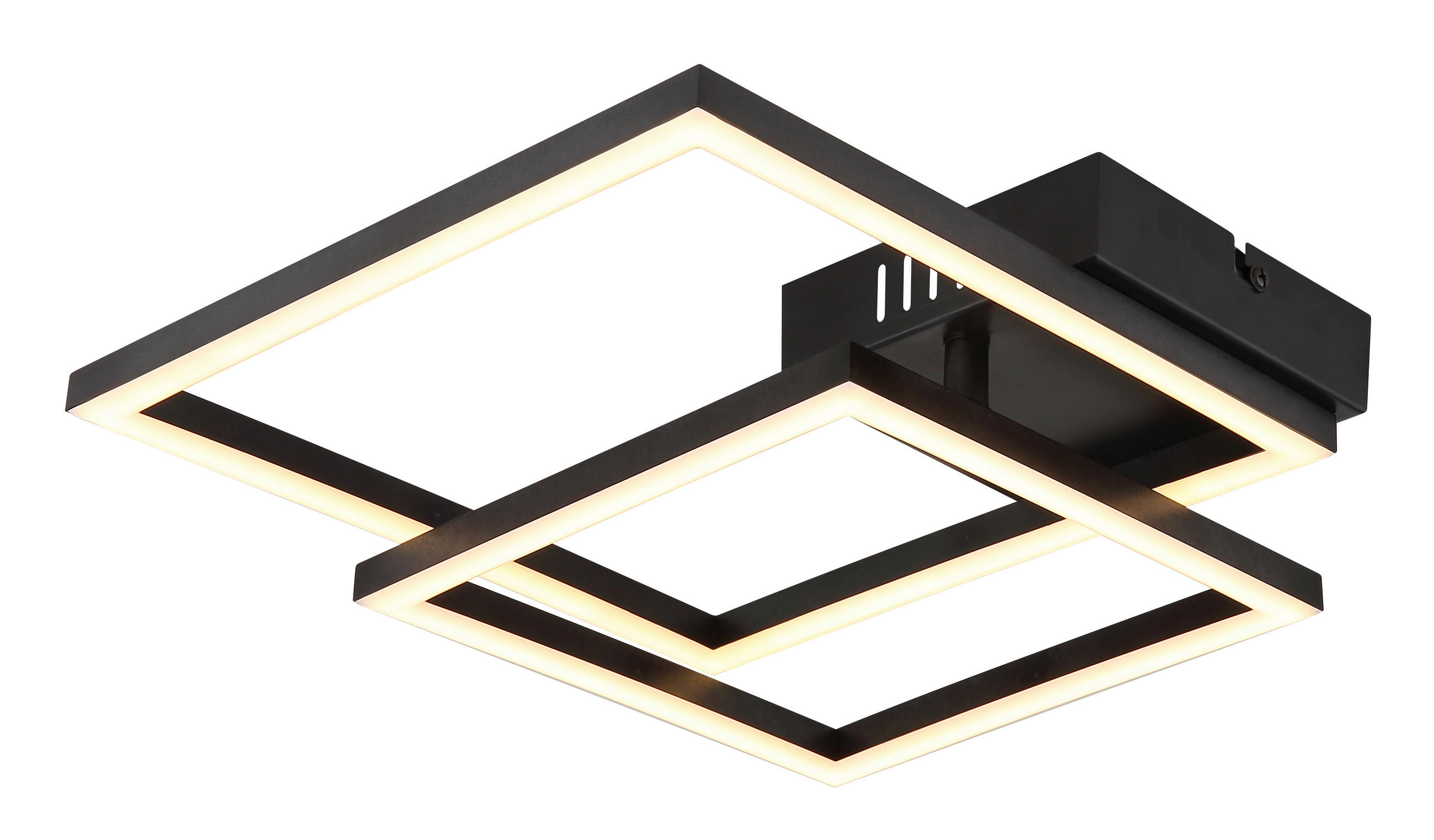 LED-DECKENLEUCHTE 48,8/35,3/6,4 cm   - Opal/Schwarz, Design, Kunststoff (48,8/35,3/6,4cm) - Globo