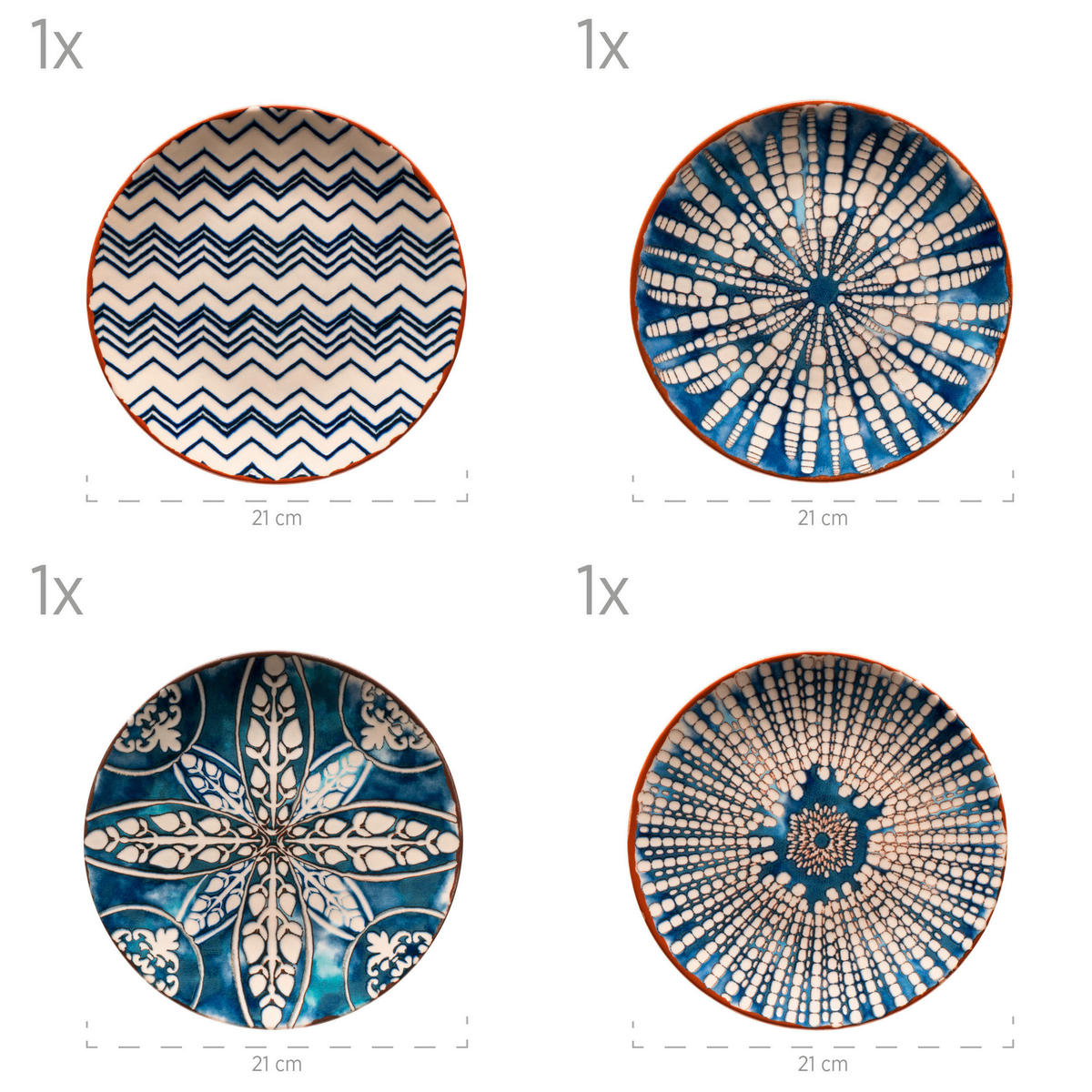 TAFELSERVICE Iberico Blue 12-teilig  - Blau/Weiss, Basics, Keramik (36,3/36,5/34,1cm) - Mäser