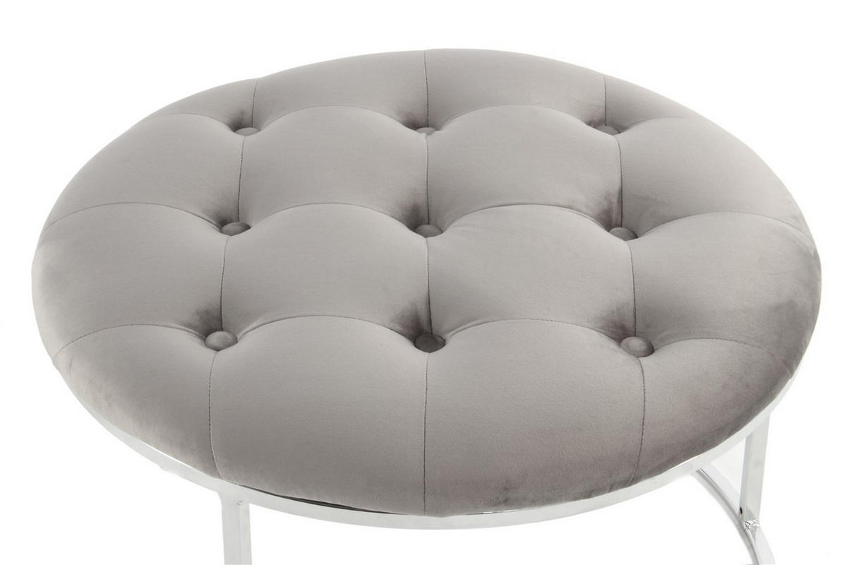 HOCKERSET Grau, Silberfarben  - Silberfarben/Grau, Design, Textil/Metall (40 / 60/32 / 41/40 / 60cm) - Kayoom
