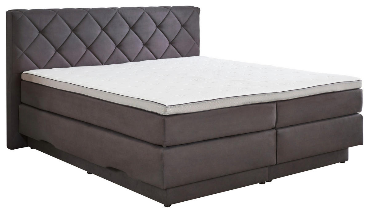 BOXSPRINGBETT 180/200 cm  in Anthrazit  - Anthrazit/Schwarz, KONVENTIONELL, Kunststoff/Textil (180/200cm) - Boxxx