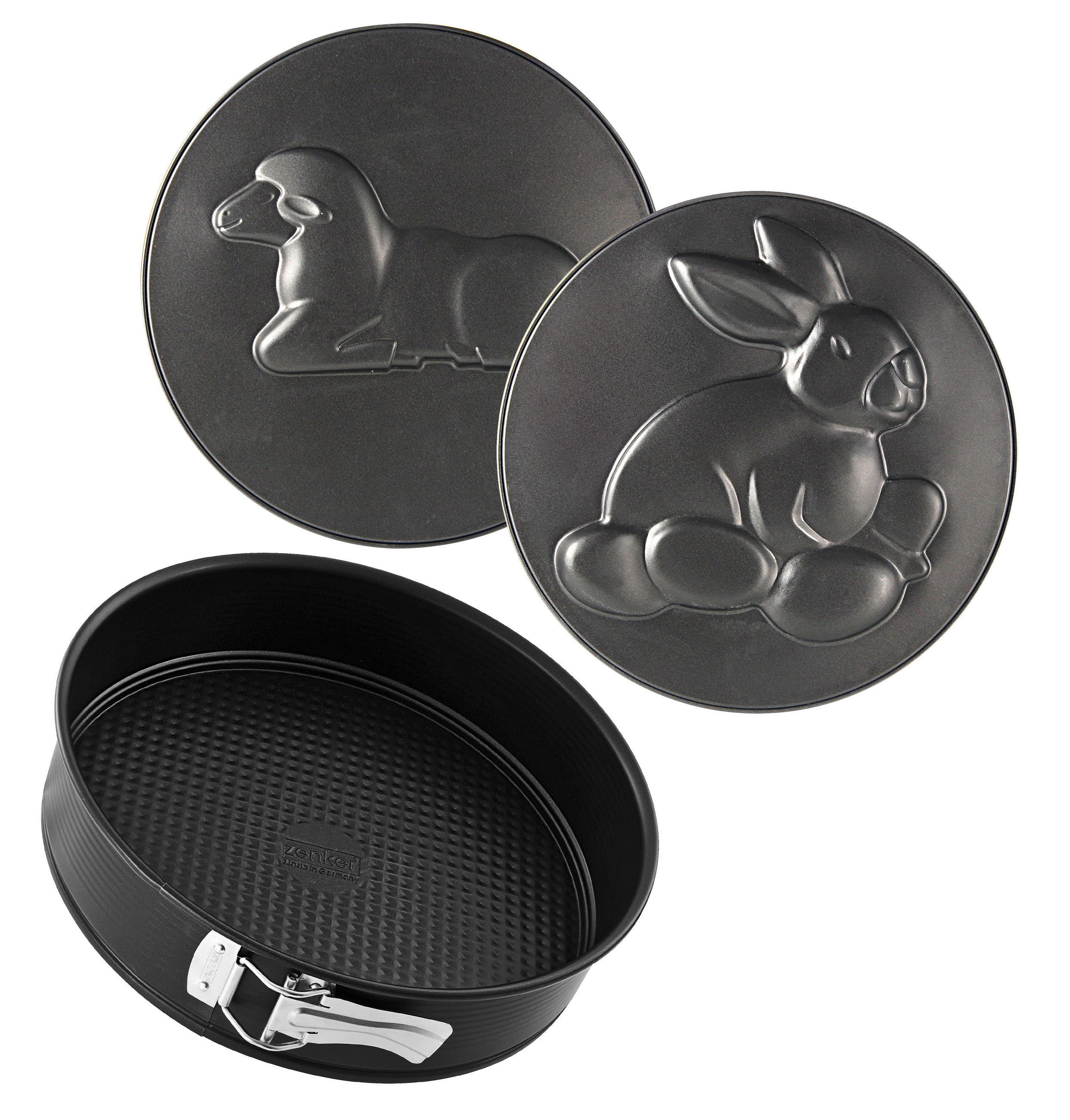 Backform-Set mit 2 Motivböden  - Schwarz, Metall (26/6,5cm) - Zenker