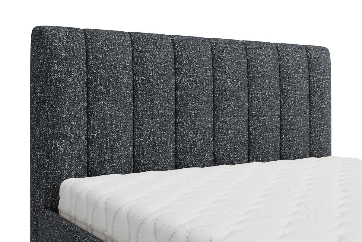 POLSTERBETT 160/200 cm,  in Anthrazit, Matratze, Lattenrost, Bettkasten, H3 + H4 = fest + sehr fest  - Anthrazit, Trend, Holz/Textil (160/200cm) - Boxxx