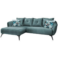 ECKSOFA  in Velours Blau, Multicolor  162/277 cm  - Blau/Multicolor, MODERN, Holz/Textil (162/277cm) - Livetastic