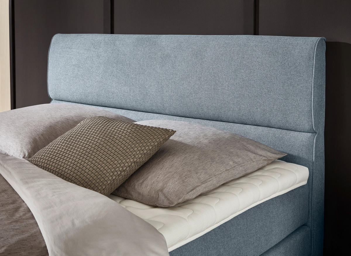 BOXSPRINGBETT 180/200 cm  in Graublau  - Chromfarben/Graublau, KONVENTIONELL, Holz/Kunststoff (180/200cm) - Voleo