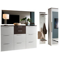 GARDEROBE 4-teilig  in 301/233/35 cm  - Weiss/Braun, Design, Glas/Holzwerkstoff (301/233/35cm) - Moderano