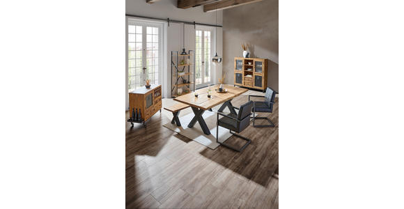 ESSTISCH in Holz, Metall 200/100/76 cm   - Schwarz/Akaziefarben, Design, Holz/Metall (200/100/76cm) - Ambia Home