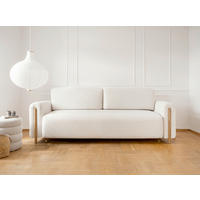 SCHLAFSOFA  in Bouclé Creme, Naturfarben  - Eichefarben/Creme, Design, Holz/Textil (244/97/97cm) - MID.YOU