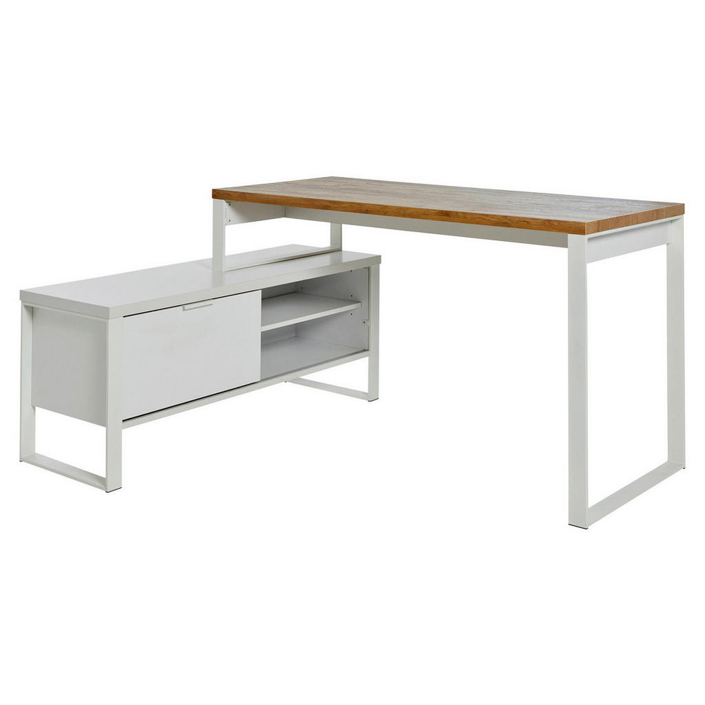 Thumbnail - Livetastic Schreibtisch, Weiß, Eiche, Metall, rechteckig, Kufe, 120x76x147 cm, Kabeldurchlass, Stauraum, seitenverkehrt ...