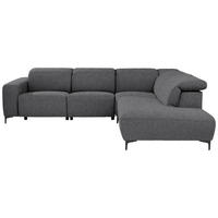 ECKSOFA Dunkelgrau Flachgewebe  - Dunkelgrau/Schwarz, Design, Textil/Metall (290/238cm) - Pure Home Lifestyle