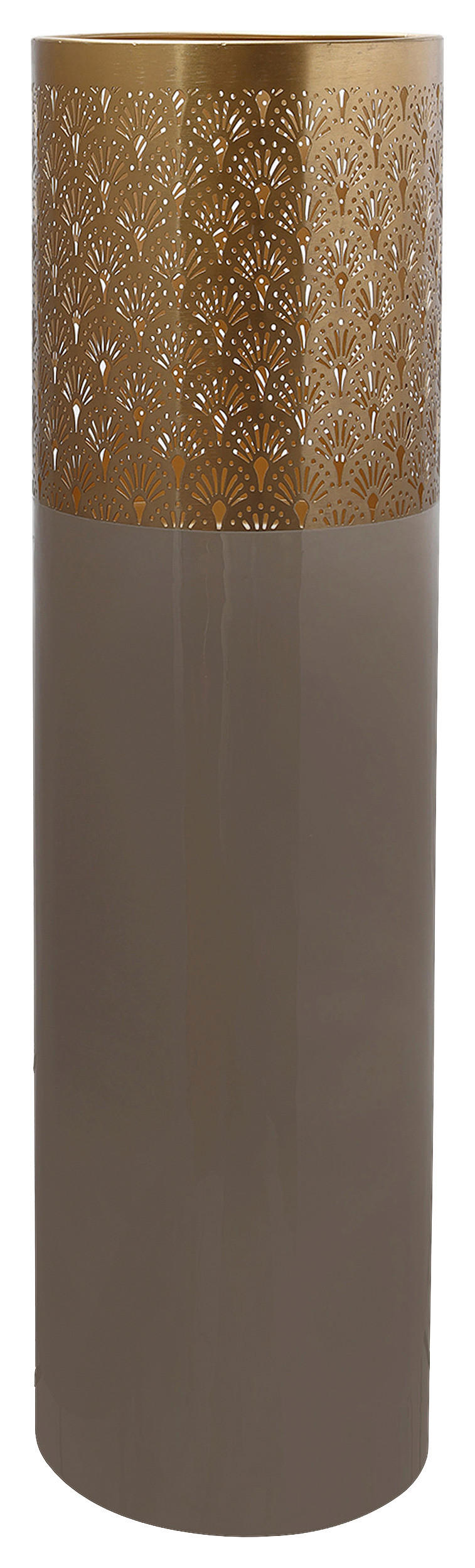 BODENVASE 90 cm  - Taupe/Goldfarben, Trend, Metall (25/90cm) - Kayoom
