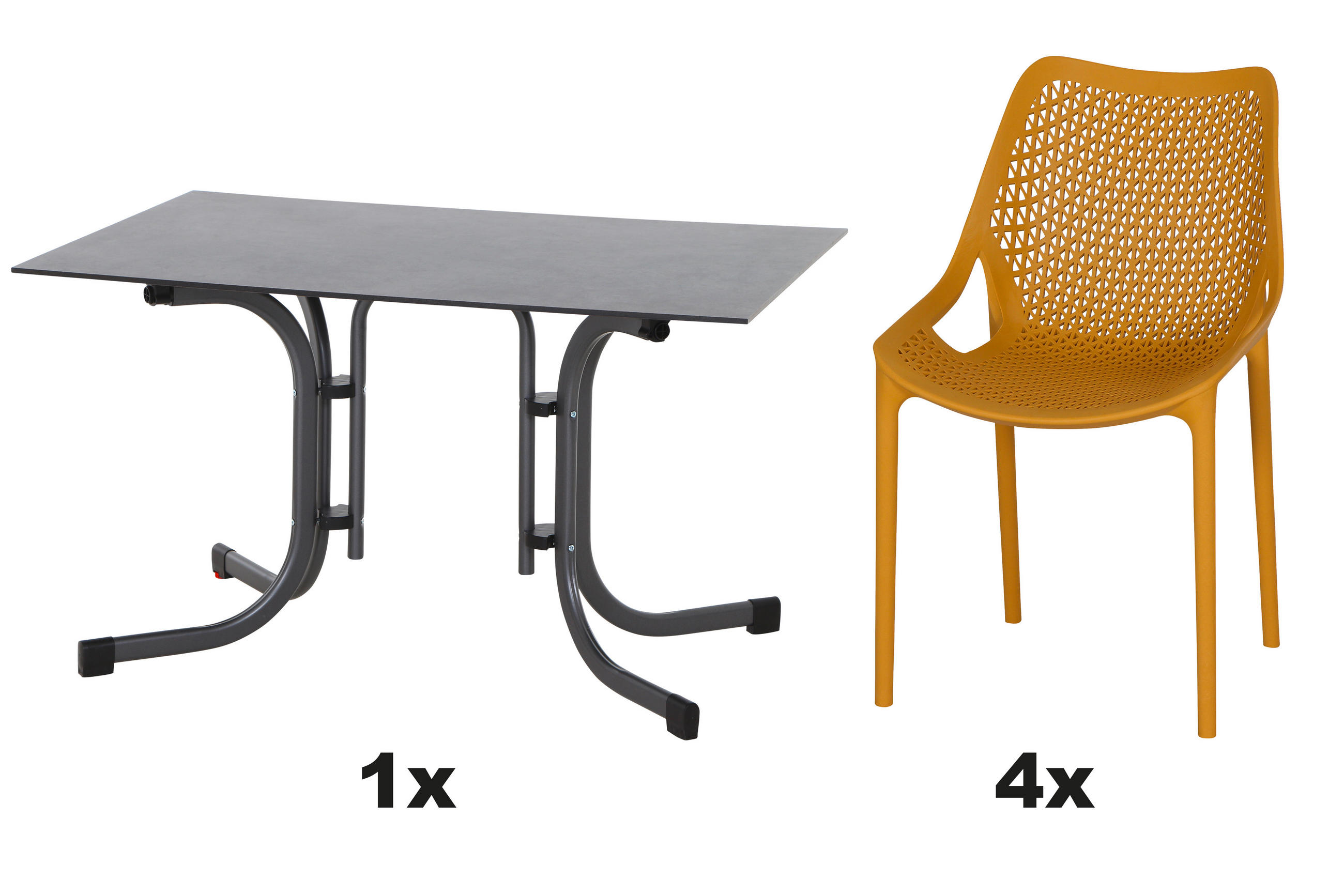 GARTENGARNITUR 5-teilig Stahl  - Anthrazit/Gelb, Basics, Kunststoff/Metall (80/81/120cm) - Siena Garden