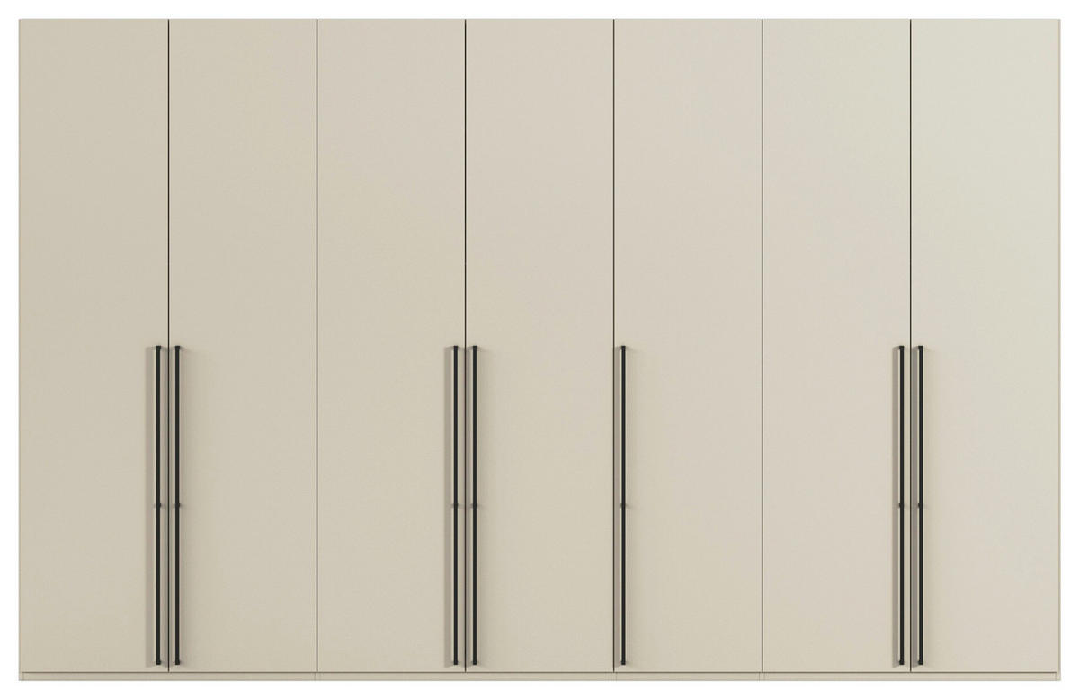 DREHTÜRENSCHRANK 350/235/61 cm,  in Champagner, 7-türig  - Champagner/Schwarz, Basics, Holzwerkstoff/Metall (350/235/61cm) - Novel