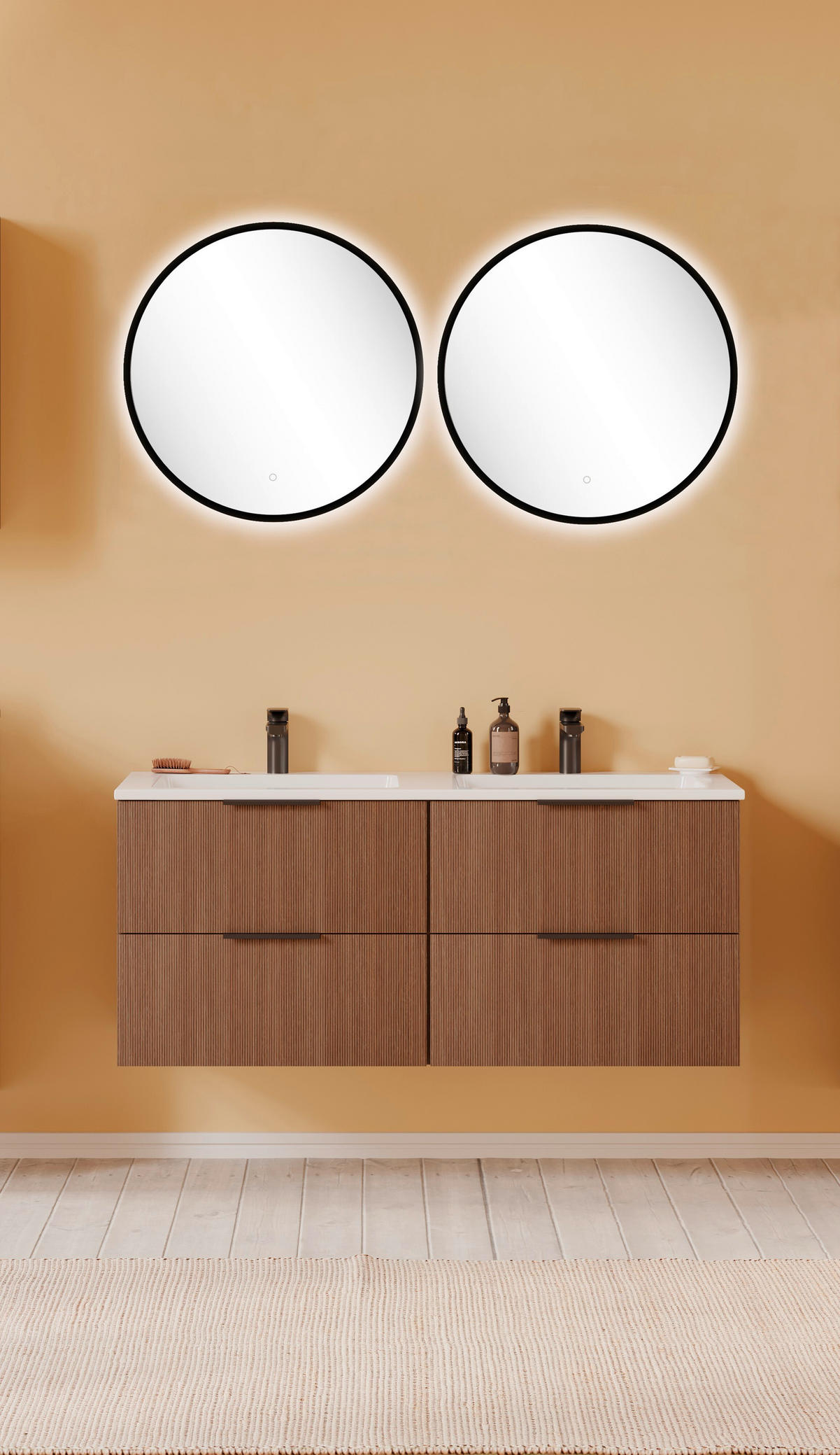 BADEZIMMER 3-teilig  in 120 cm  - Dunkelbraun/Schwarz, Natur, Holzwerkstoff/Stein (120cm) - Held