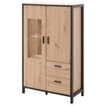 HIGHBOARD  in 86/140/40 cm  - Eichefarben/Anthrazit, Design, Glas/Holzwerkstoff (86/140/40cm) - Carryhome