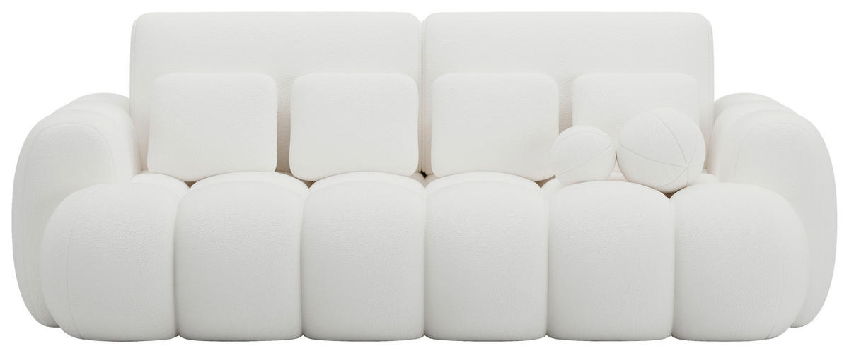 SCHLAFSOFA COTONN in Velours Weiß Modern, Japandi, Minimalistisch  - Schwarz/Weiß, Design, Kunststoff/Textil (256/105/119cm) - MID.YOU