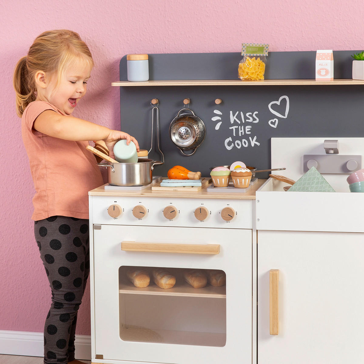 KINDERKÜCHE - Naturfarben/Weiß, Basics, Holz/Holzwerkstoff (76/36/90cm) - MUSTERKIND