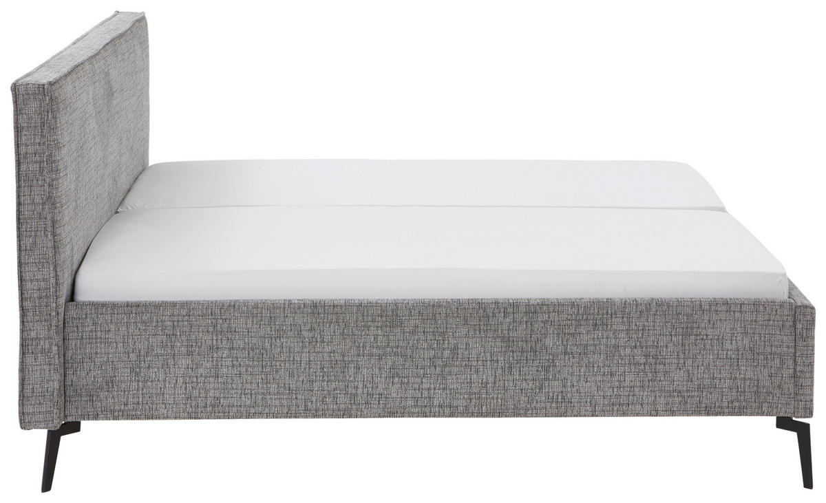 POLSTERBETT Lattenrost, Bettkasten 180/200 cm  in Grau, Hellgrau  - Birkefarben/Buchefarben, Design, Holz/Textil (180/200cm) - home24