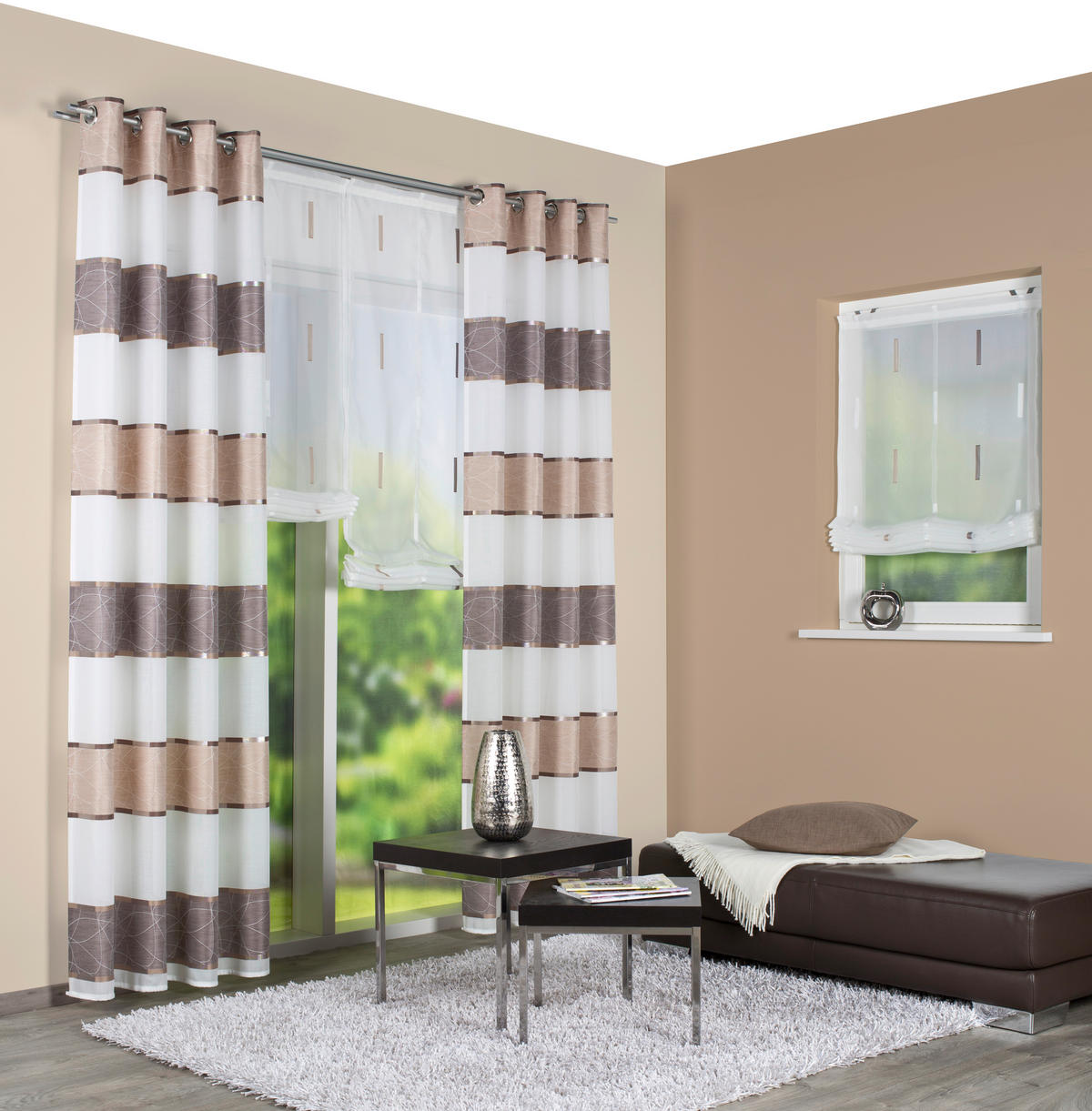 ZÁVĚS S OČKY, 140/245 cm - cappuccino, Design, textil (140/245cm) - Schmidt W. Gmbh