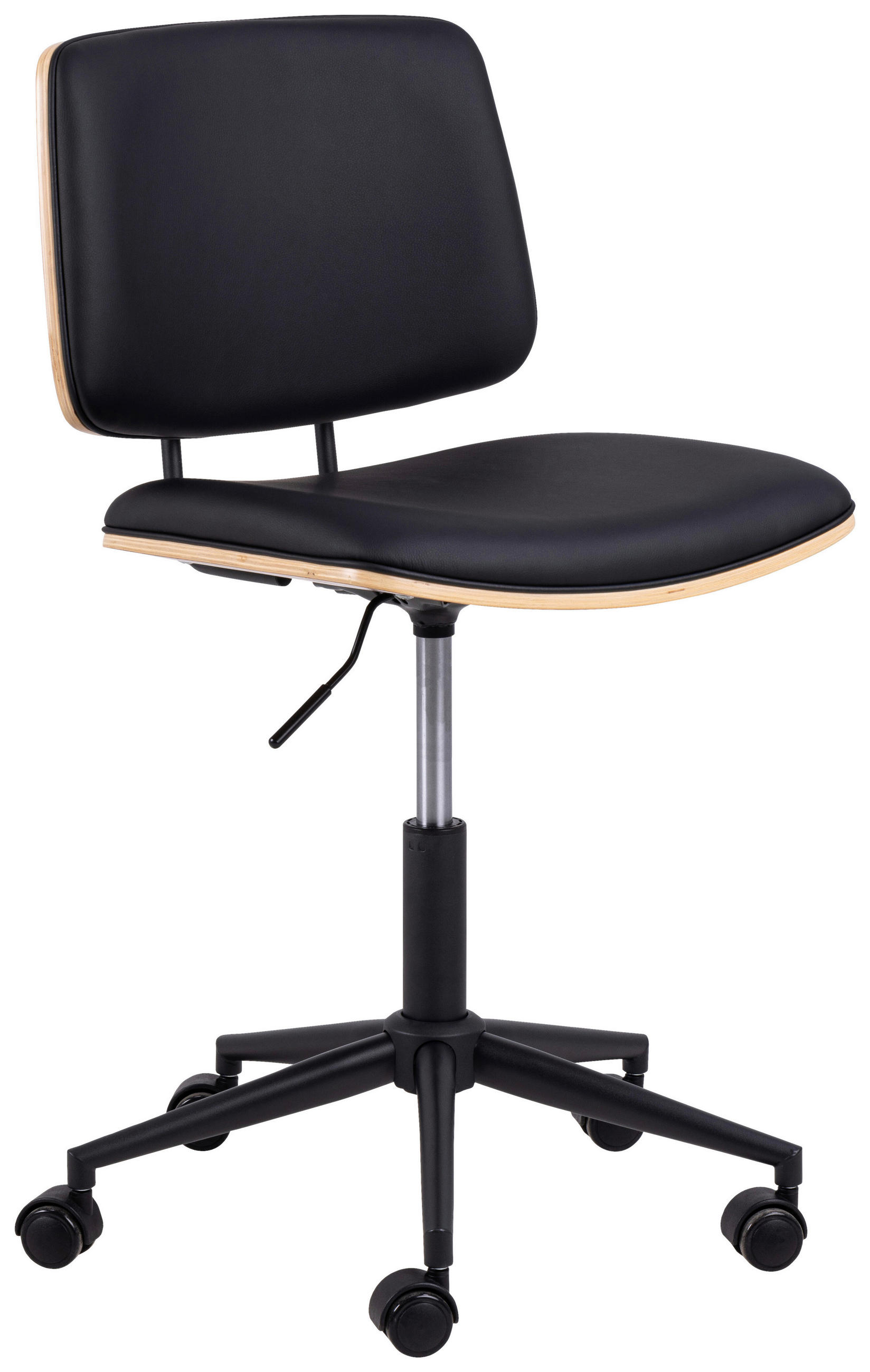 DREHSTUHL Lederlook Schwarz  - Eichefarben/Multicolor, Design, Holz/Kunststoff (48,5/91/54cm) - MID.YOU