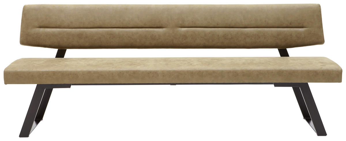 SITZBANK 190/85/58 cm Mikrofaser Schwarz, Olivgrün Metall  - Schwarz/Olivgrün, Design, Textil/Metall (190/85/58cm) - Dieter Knoll