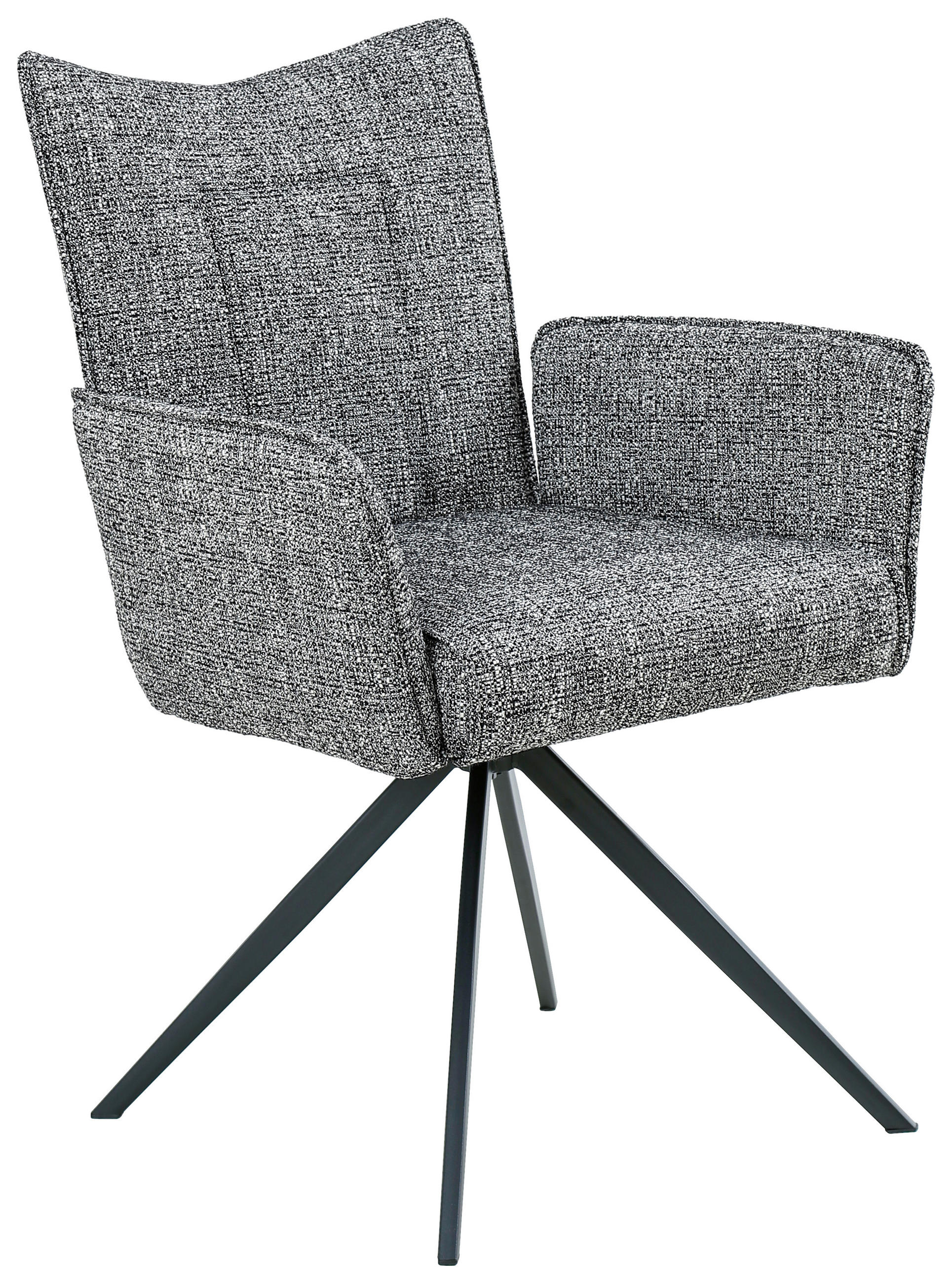 ARMLEHNSTUHL  Sitzfläche 360° drehbar Webstoff  Schwarz, Dunkelgrau  - Dunkelgrau/Schwarz, Design, Textil/Metall (60/89/66cm) - Carryhome