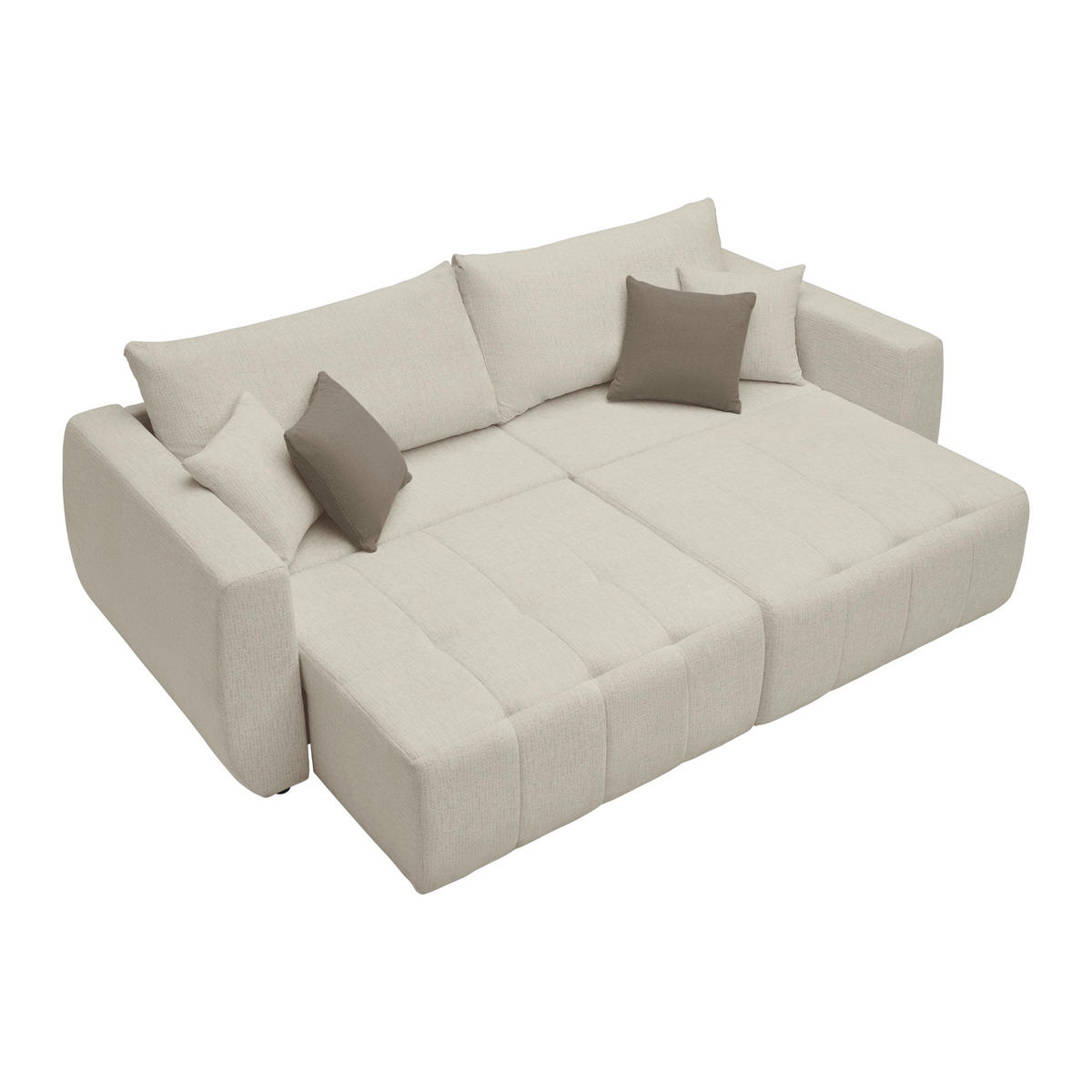 SCHLAFSOFA in Chenille, Jacquard Cappuccino  - Taupe/Schwarz, Kunststoff/Textil (245/74-90/104cm) - MID.YOU