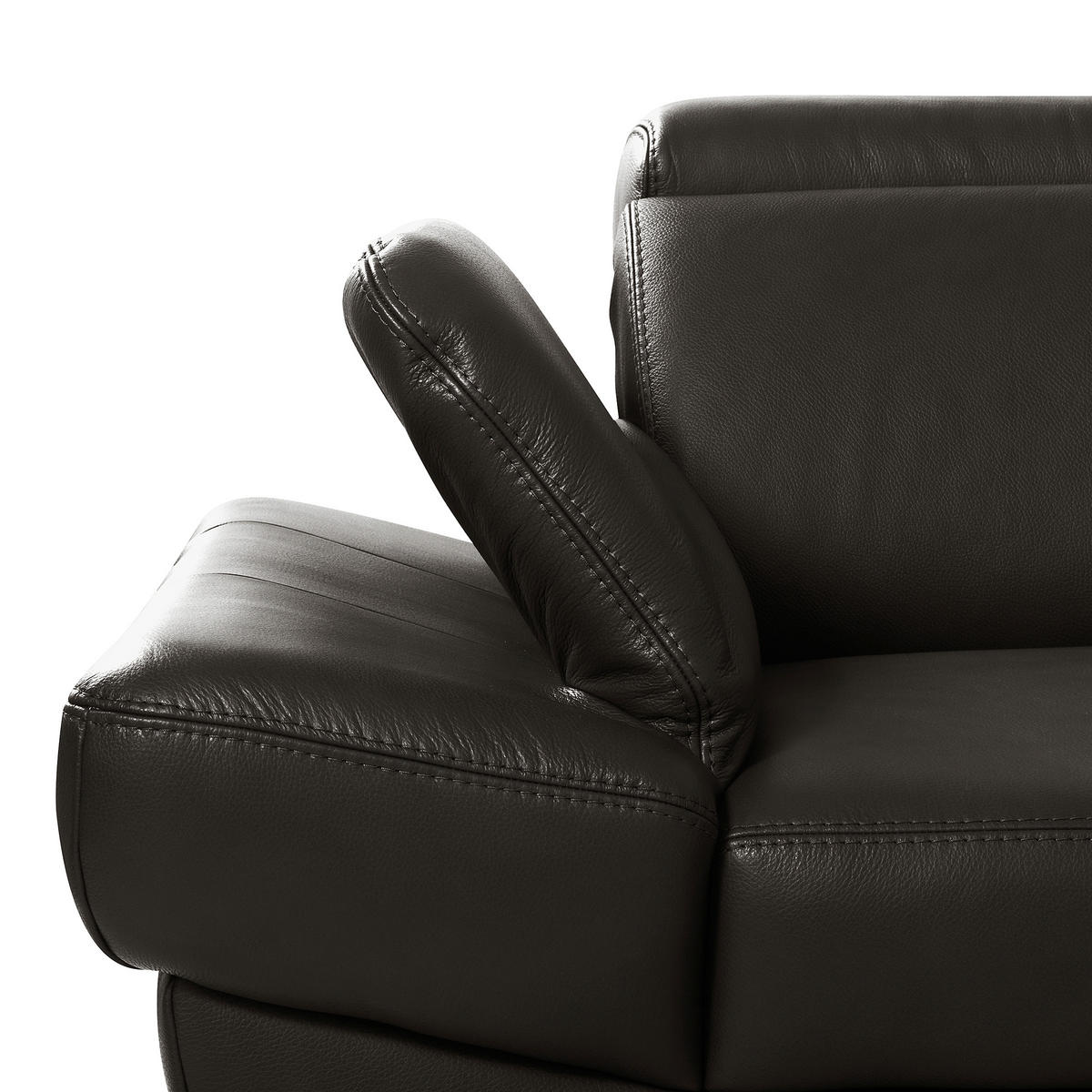 ECKSOFA Dunkelbraun Echtleder Lederlook Bettkasten, Schlaffunktion, Rücken echt, Armteilverstellung, Kopfteilverstellung  - Dunkelbraun/Schwarz, Design, Leder/Textil (264/211cm) - Livetastic