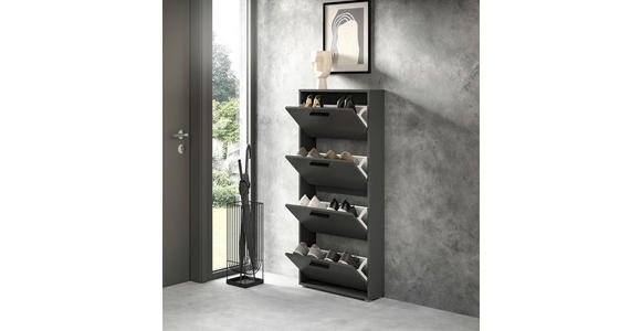 SCHUHKIPPER - Anthrazit/Schwarz, Design, Holzwerkstoff/Kunststoff (59/136cm) - Carryhome