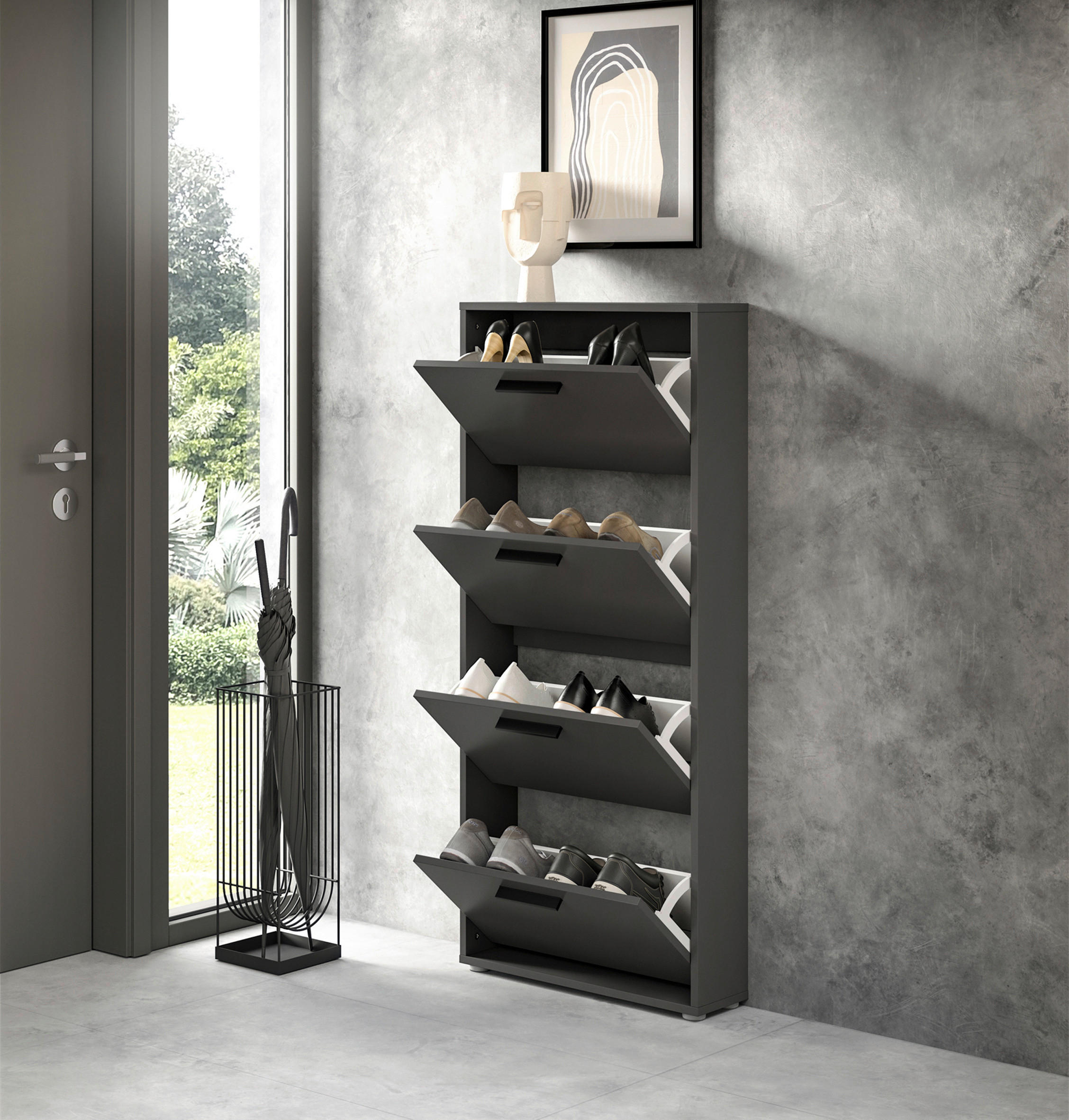 ORMARIĆ ZA OBUĆU antracit drvni materijal - siva/crna, Design, drvni materijal/plastika (59/136cm) - Carryhome