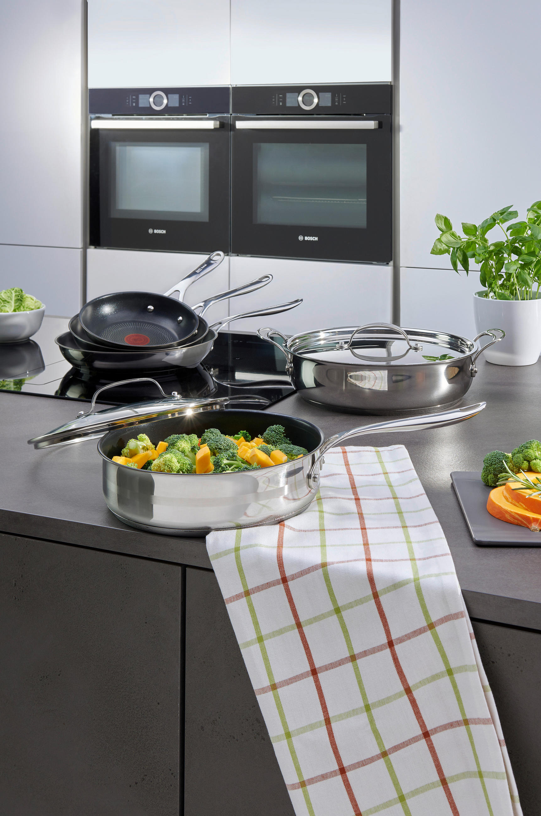 SCHMORPFANNE Jamie Oliver COOK SMART 25 cm  - Chromfarben, Basics, Glas/Metall (25cm) - Tefal