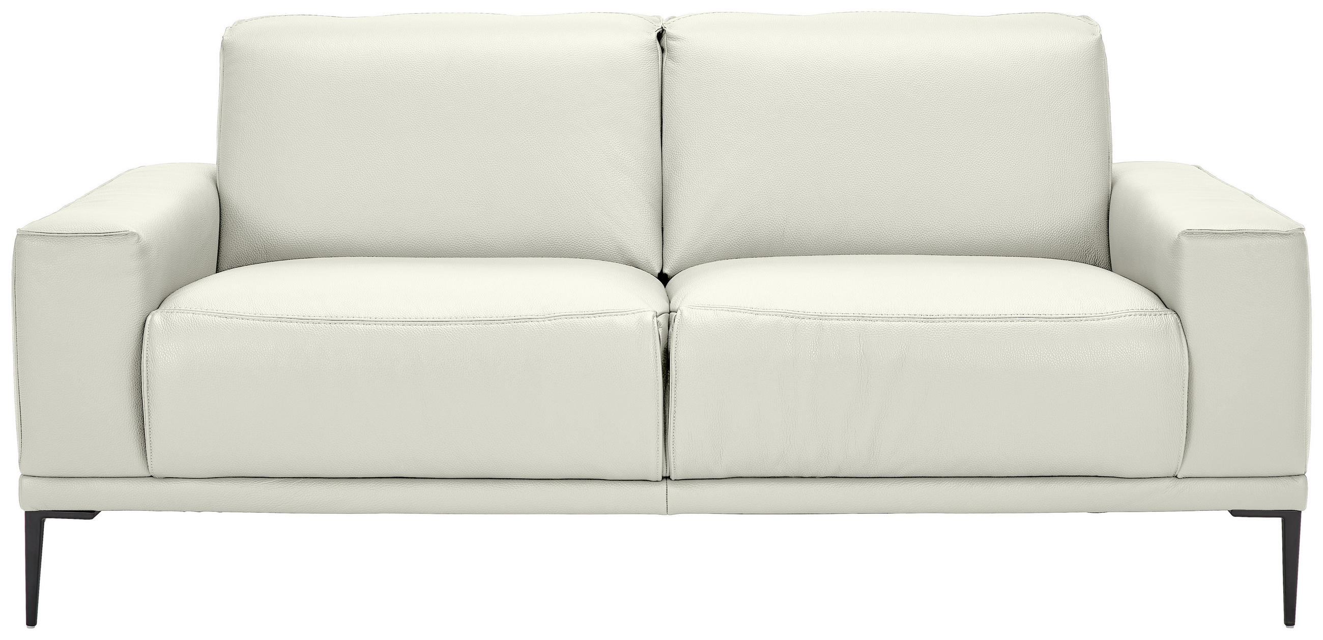 2-SITZER-SOFA in Leder Ecru  - Ecru/Schwarz, Design, Leder/Metall (180/82/92cm) - Johann Jakob