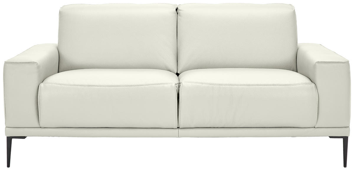 2-SITZER-SOFA in Echtleder Ecru  - Ecru/Schwarz, Design, Leder/Metall (180/82/92cm) - Johann Jakob