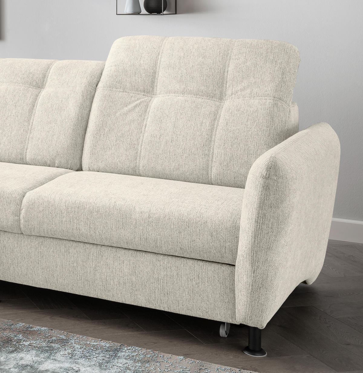 ECKSOFA in Chenille Beige  - Beige/Schwarz, Modern, Textil/Metall (184/267cm) - Livetastic