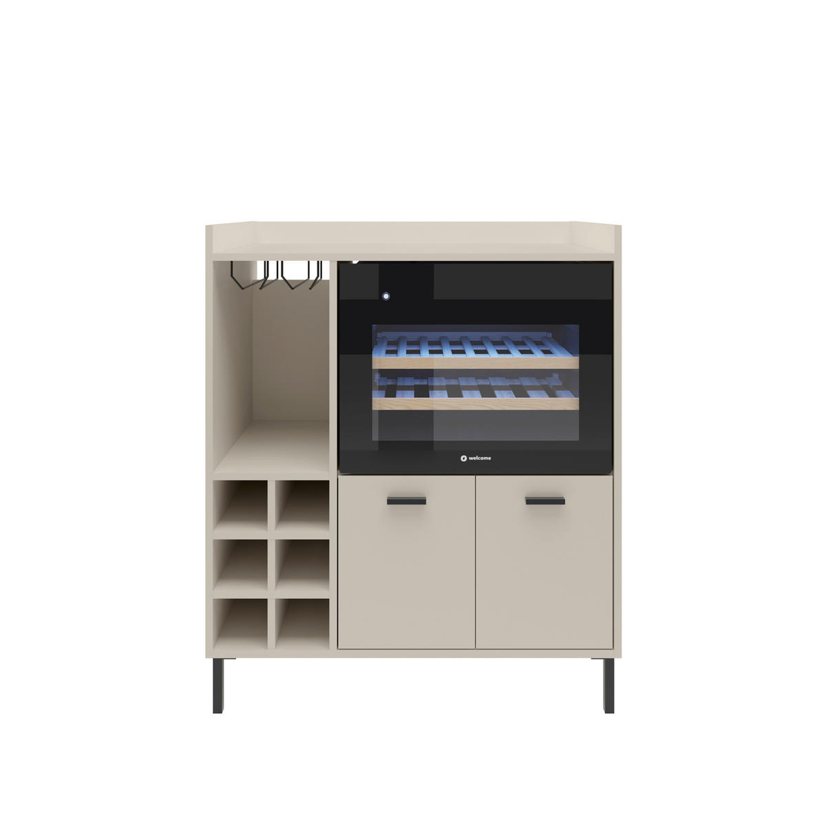 BARSCHRANK in Kaschmir  - Kaschmir/Schwarz, Trend, Holzwerkstoff/Metall (90/105/58cm) - MID.YOU