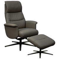 RELAXSESSELSET Lederlook Echtleder    - Schwarz/Braun, Design, Leder/Textil (76/107/79cm) - Livetastic