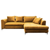 ECKSOFA Gelb Velours Zierkissen, Rückenkissen, Bettkasten, Schlaffunktion, Rücken echt  - Gelb/Schwarz, Design, Textil/Metall (277/187cm) - P & B