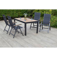 GARTENTISCHGRUPPE  - Graphitfarben/Naturfarben, KONVENTIONELL, Kunststoff/Textil - Gardenson