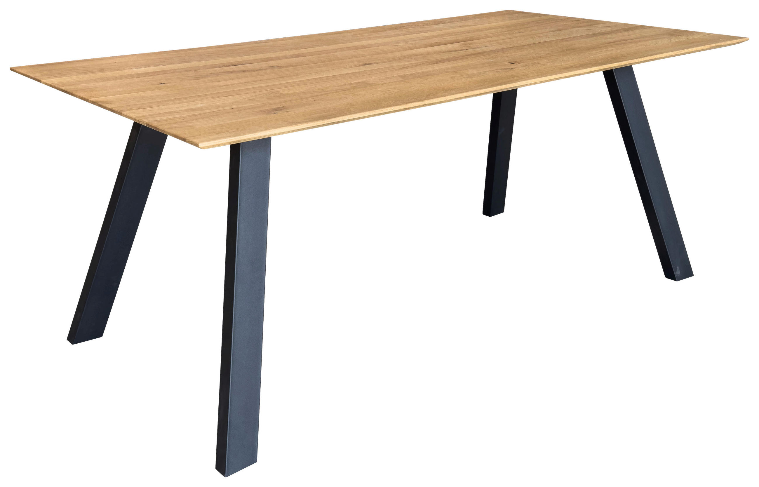 ESSTISCH Eiche massiv rechteckig Schwarz, Eichefarben  - Eichefarben/Schwarz, LIFESTYLE, Holz/Metall (160/90/75cm) - Linea Natura
