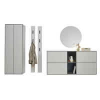 GARDEROBE 5-teilig  in 306/200/41 cm  - Kaschmir/Graphitfarben, Design, Glas/Holzwerkstoff (306/200/41cm) - Voleo