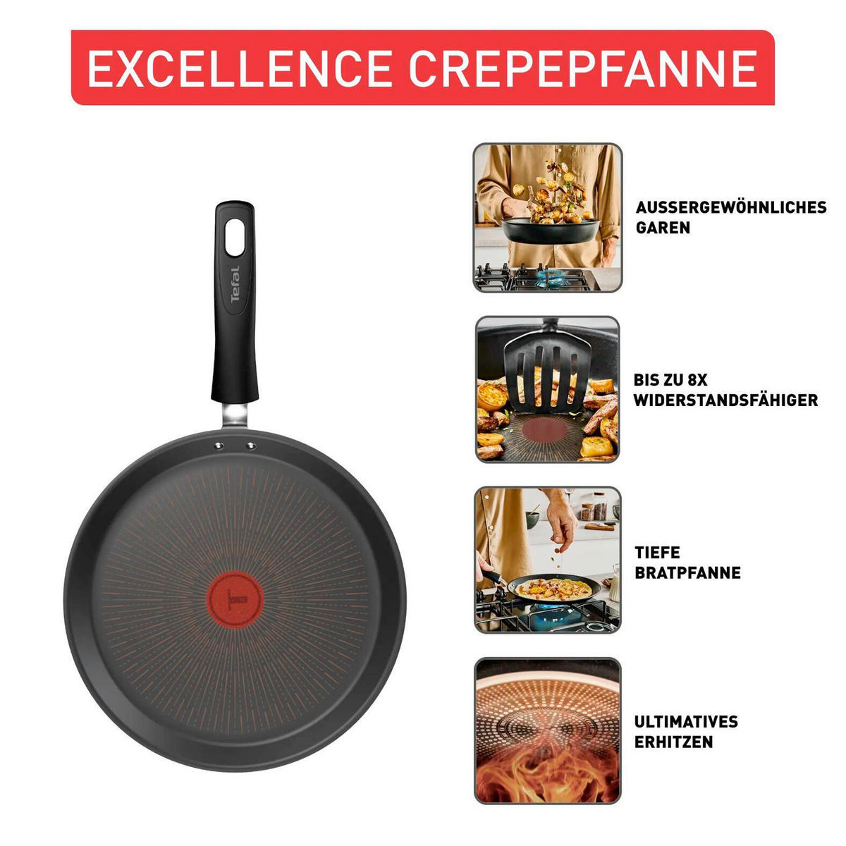 CREPESPFANNE Excellence G7 25 cm  - Schwarz, Basics, Metall (25cm) - Tefal