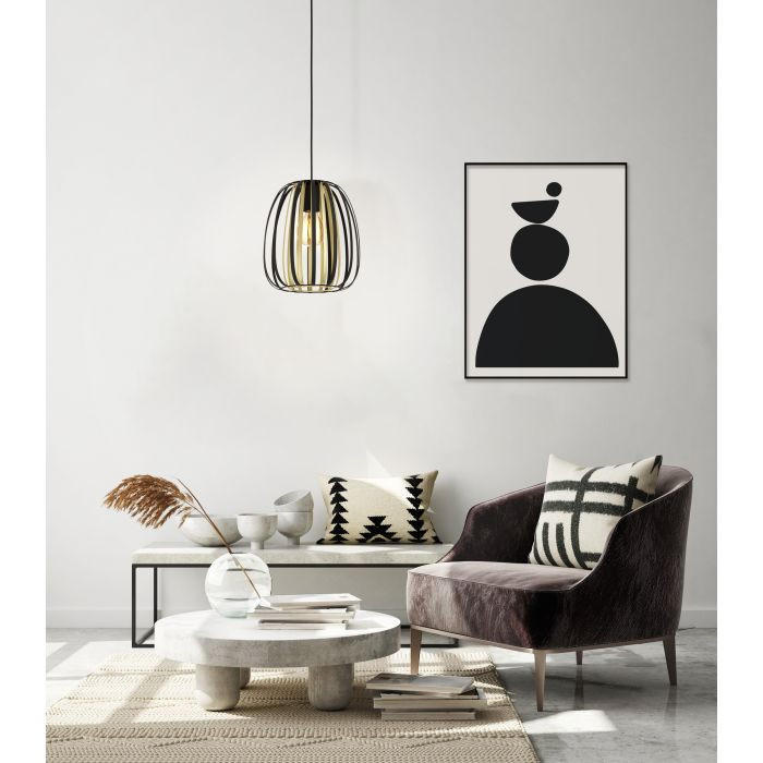 HÄNGELEUCHTE Encinitos 25,5/110 cm   - Messingfarben/Schwarz, Trend, Metall (25,5/110cm) - Eglo