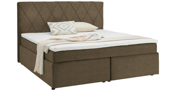 BOXSPRINGBETT 180/200 cm  in Hellbraun  - Hellbraun/Schwarz, Design, Kunststoff/Textil (180/200cm) - Xora