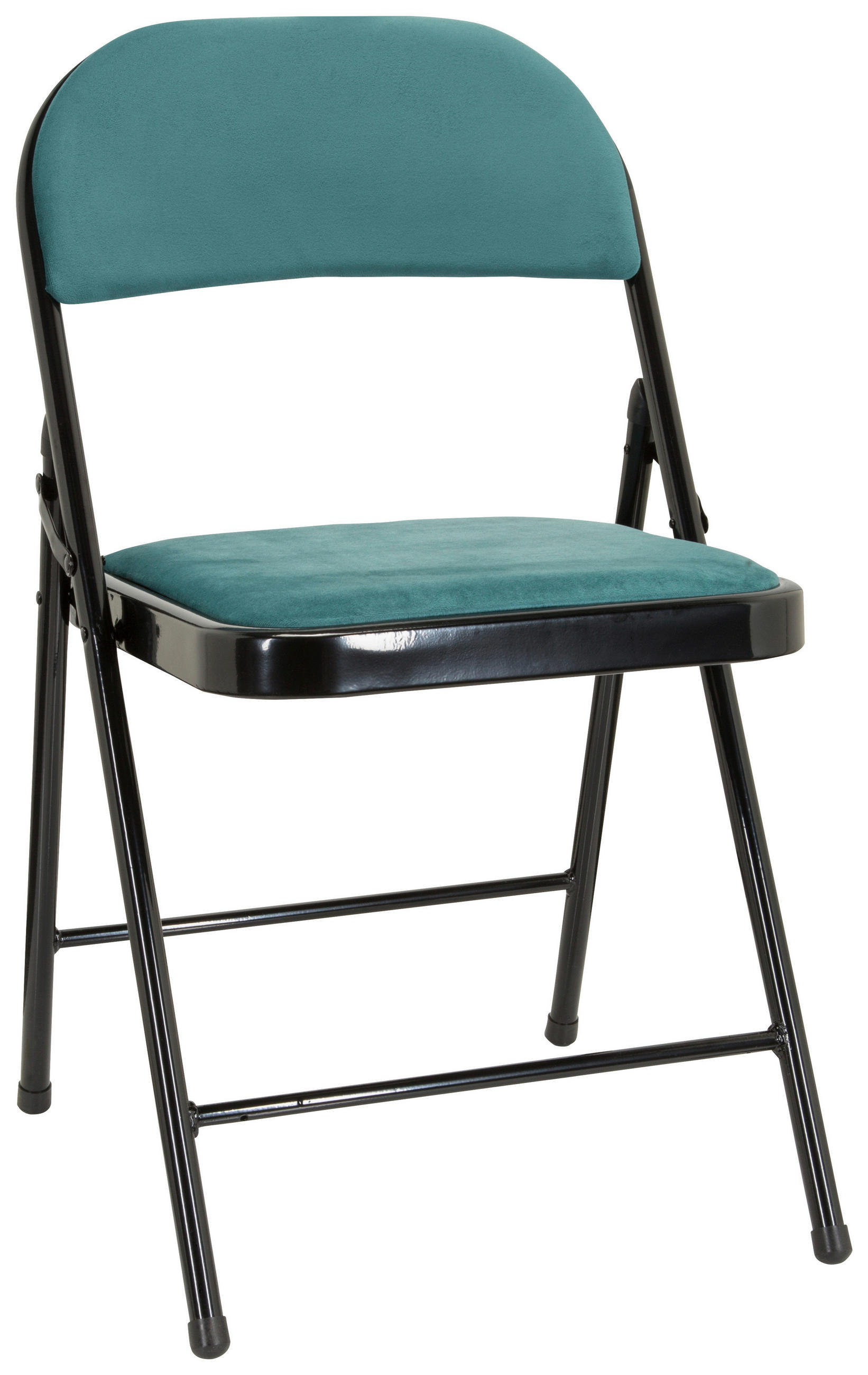 KLAPPSTUHL Samt Schwarz, Türkis  - Türkis/Schwarz, Basics, Textil/Metall (44/80/49cm) - MID.YOU