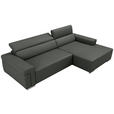 ECKSOFA DUA in Echtleder Anthrazit  293/170 cm  - Chromfarben/Anthrazit, Design, Leder/Metall (293/170cm) - Novel