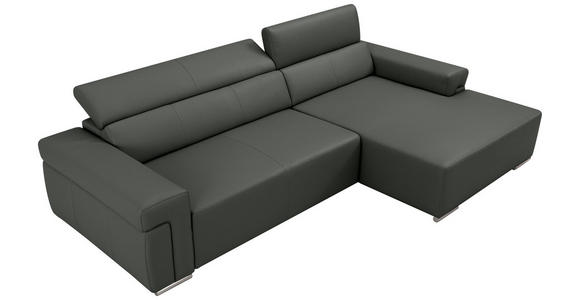 ECKSOFA DUA in Echtleder Anthrazit  293/170 cm  - Chromfarben/Anthrazit, Design, Leder/Metall (293/170cm) - Novel