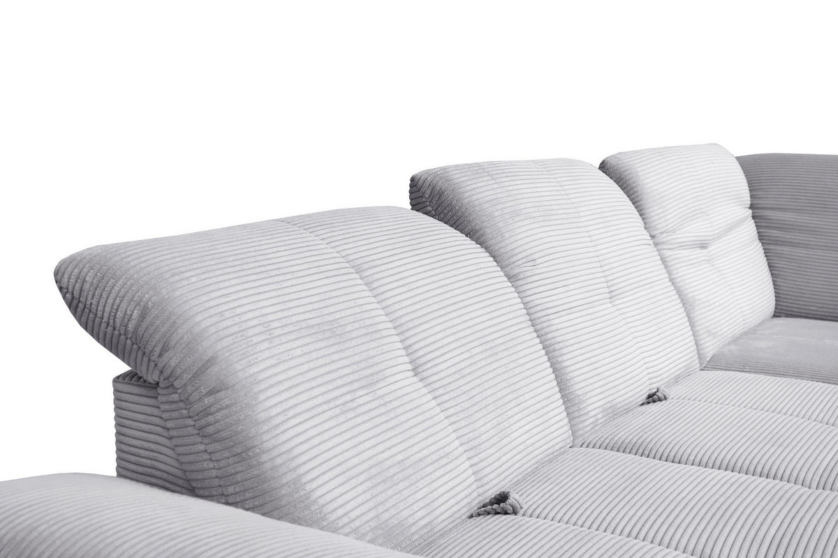 ECKSOFA in Cord Hellgrau  242/313 cm  - Hellgrau/Schwarz, Design, Textil/Metall (242/313cm) - Xora