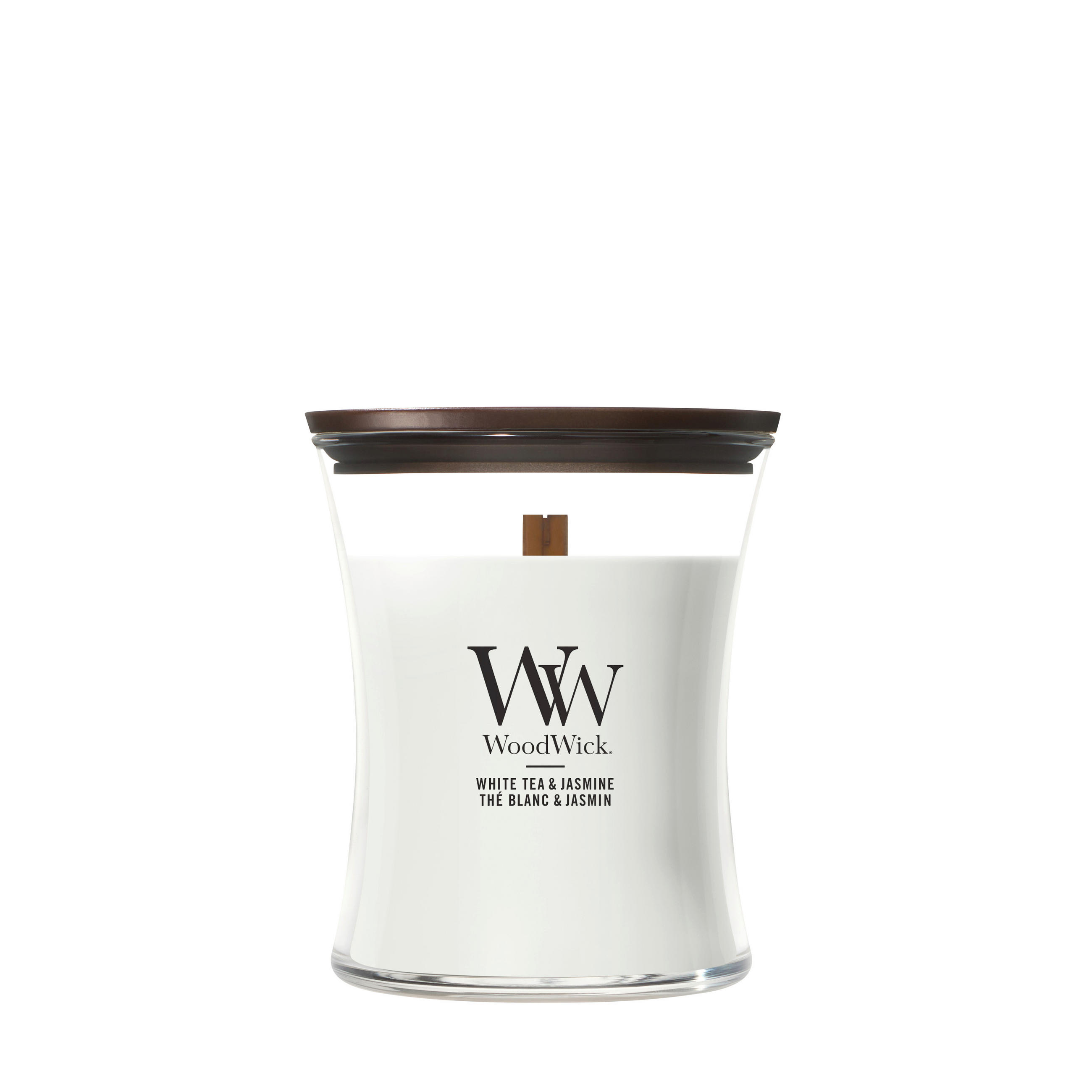 VONNÁ SVIEČKA  - biela, Basics, sklo (9.9/9.9/11.6cm) - WoodWick