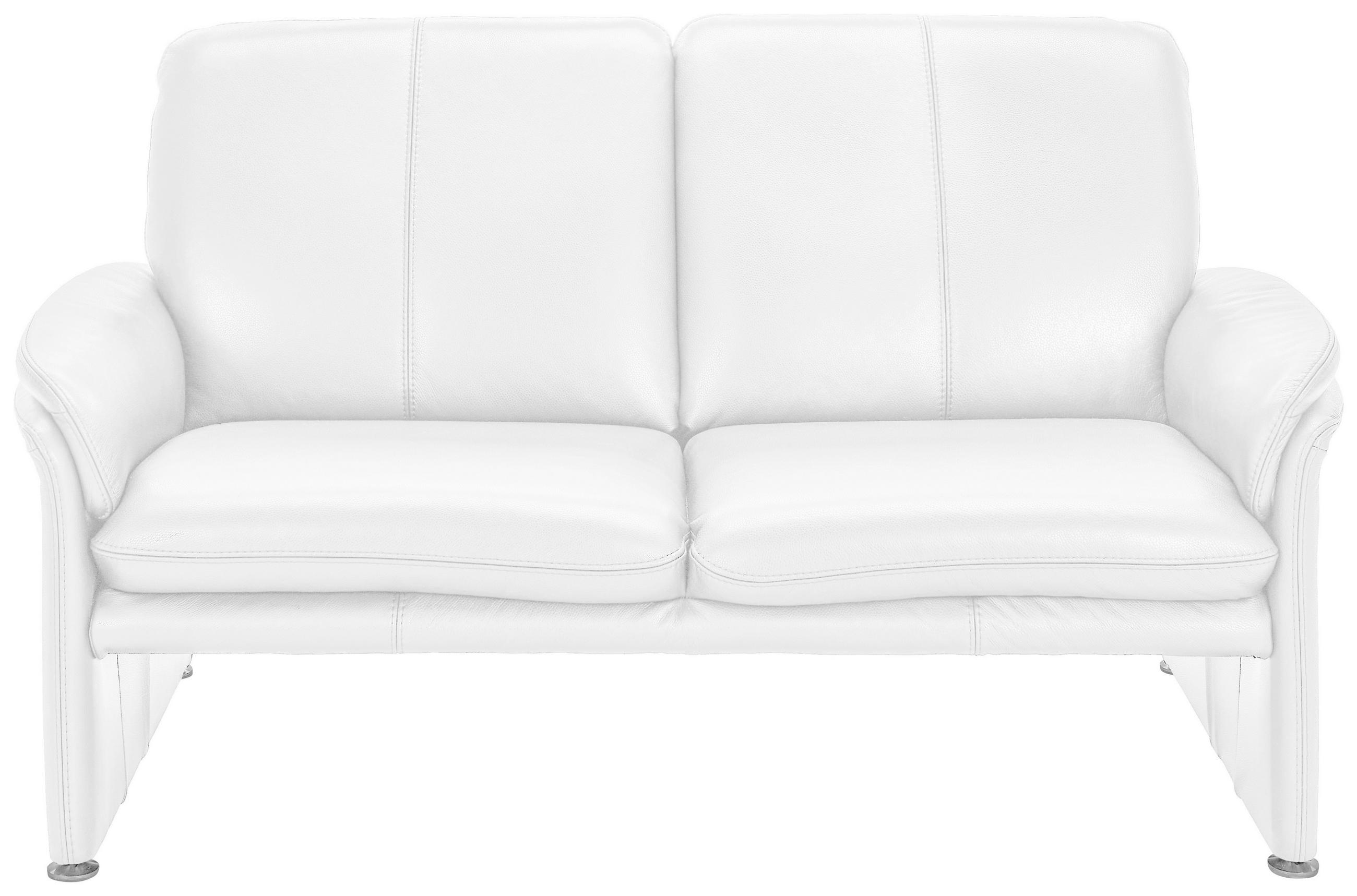 2,5-SITZER Weiß Echtleder  - Chromfarben/Weiß, KONVENTIONELL, Leder/Metall (186/90/86cm) - Celina Home
